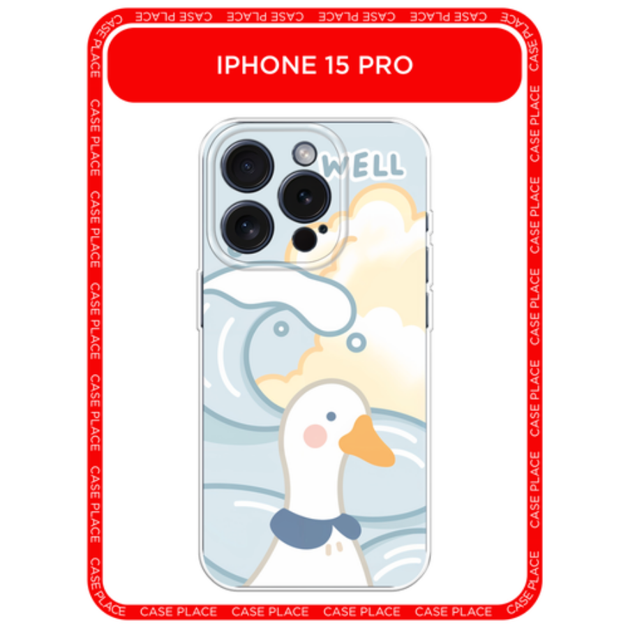 Чехол на Apple iPhone 15 Pro / Айфон 15 Про с принтом Гусь и море