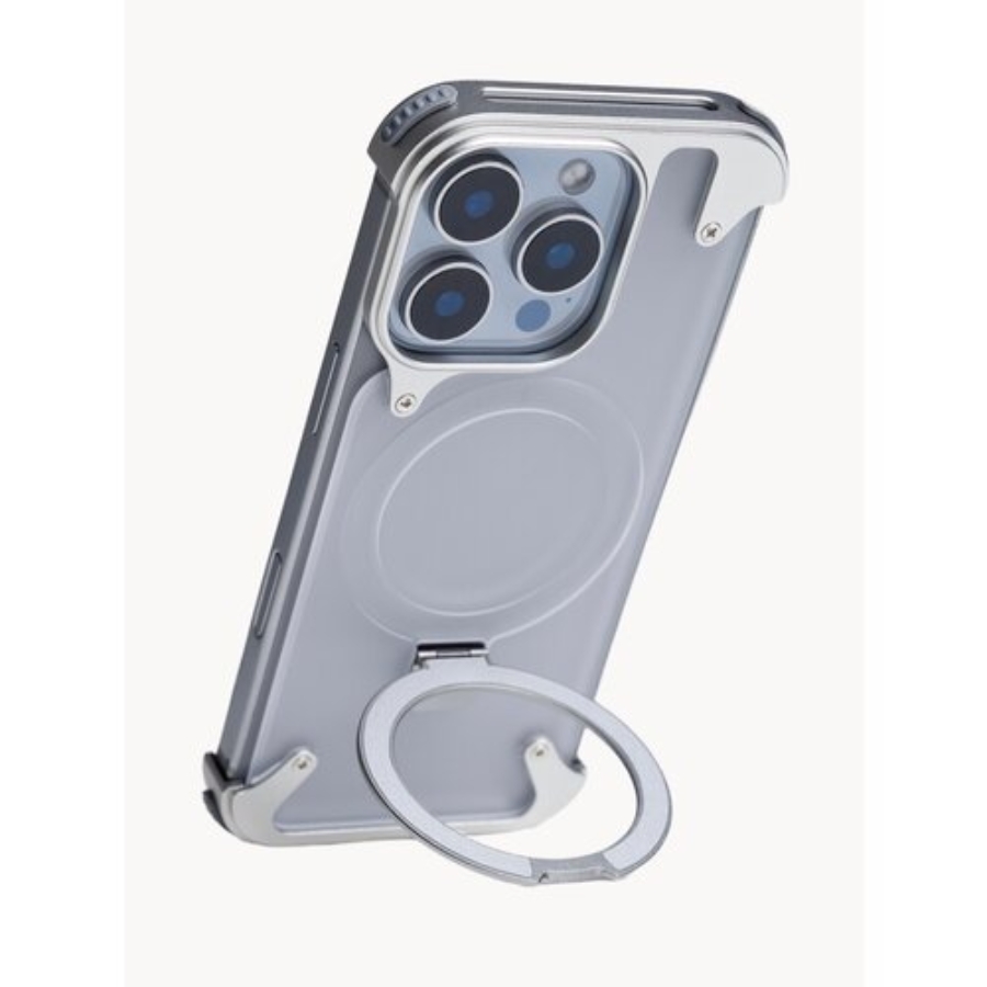 Чехол-подставка для iPhone 16 Pro, металлический, беспроводная зарядка